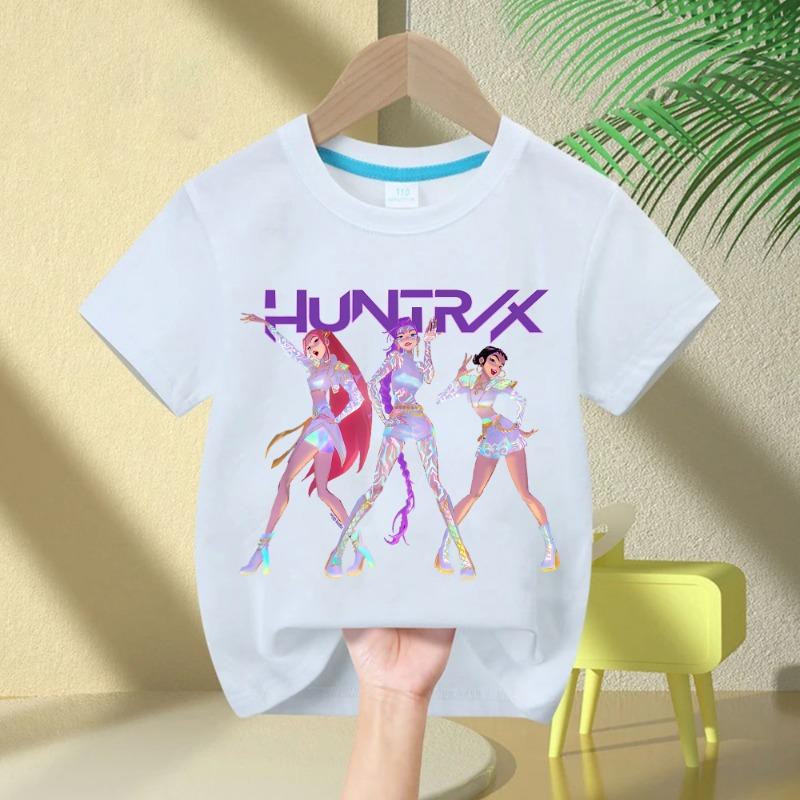 2025 Movie Crew Neck Cartoon Girls Boys Tee Kids T-shirt KPop Demon Hunters Print Fashion Casual Tops Casual Baby Girl Clothes