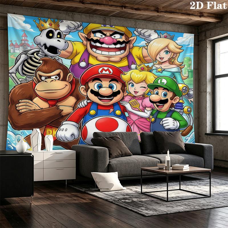 Super Mario Wall Tapestry Aesthetic Wall Hanging Printed Fabric Blanket Decorative Tapestries For Bedroom Living Room Home Decor