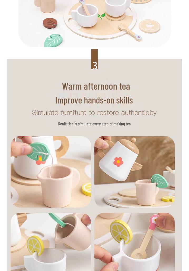 Wooden Afternoon Tea Set for Kids - Educational Role-Playing Toy