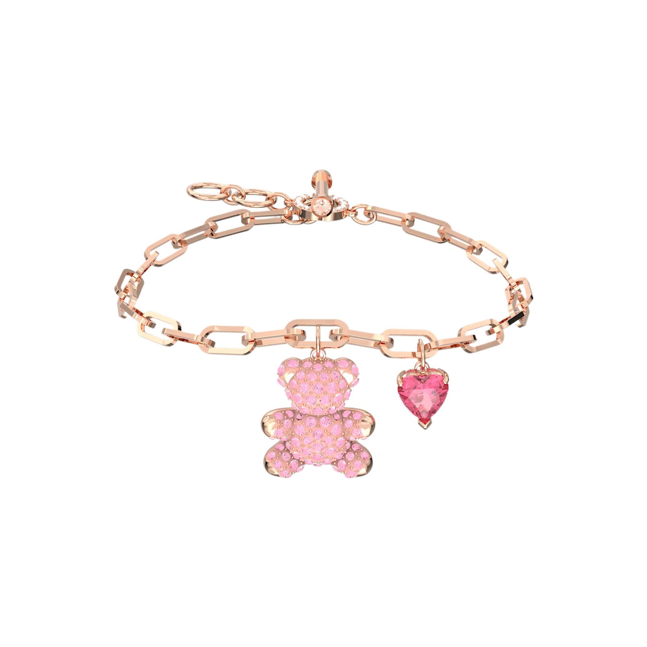 Swarovski Teddy Series 3D Pink Teddy Bear Bracelet Women bracelet 5642978 Box (Random Color)
