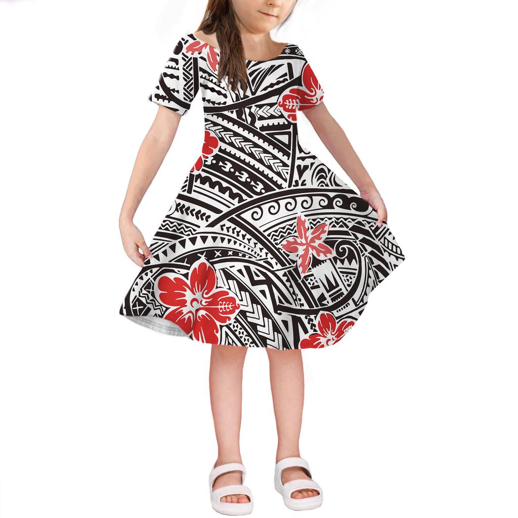 Girls 3D Print Dresses Kids Girl Party Sleeveless Princess Dress Tank 3D Hollow Flower Print Dress
