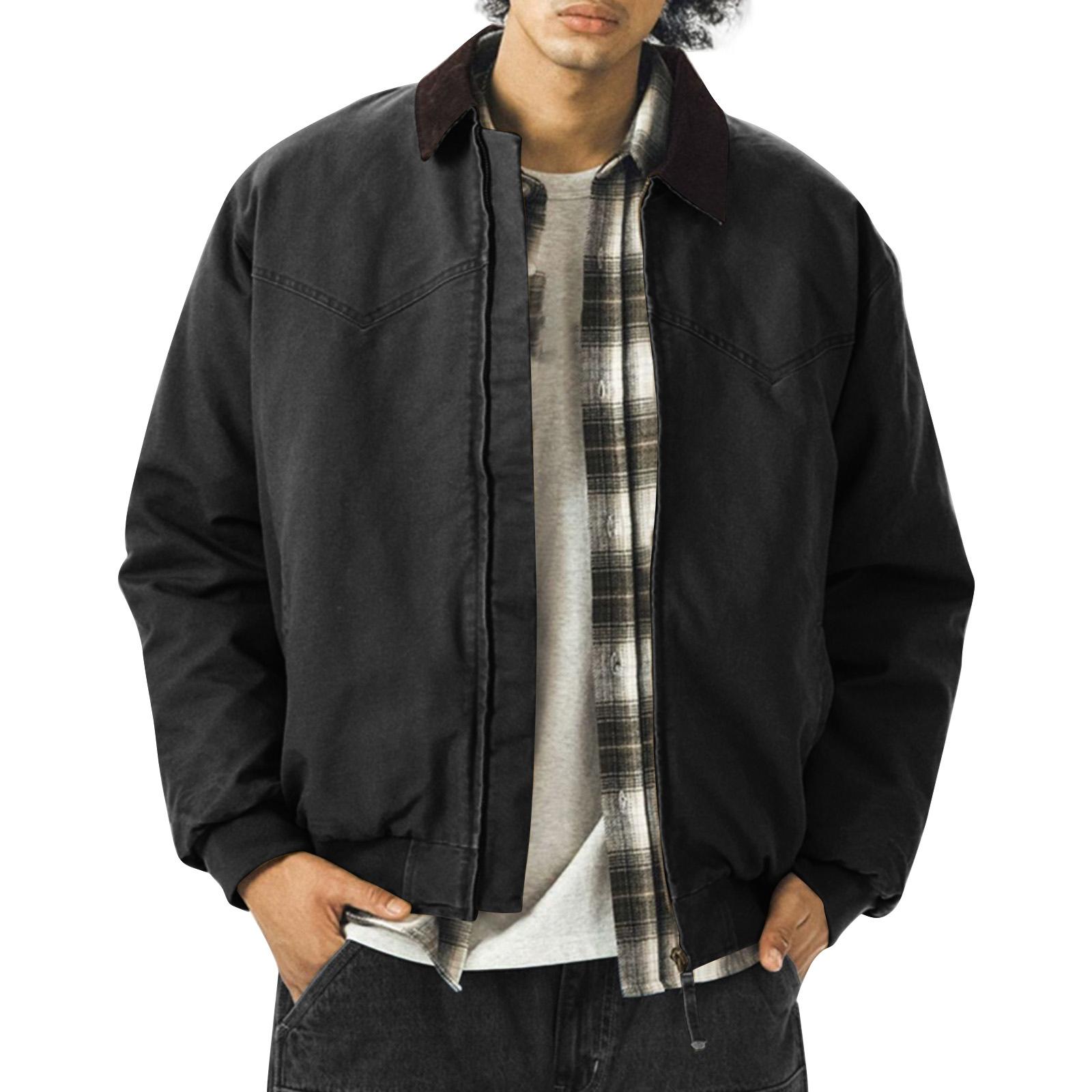 

Men s Solid Color Camouflage Outdoor Sports Jacket Men s Pocket Button Casual Jacket M чёрный