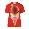 T-shirt Stampata 3D Gelato da Uomo Modello Dessert al Cioccolato Magliette Estive Casual Larghe Girocollo Manica Corta Magliette per Bambini