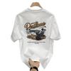 Cotton Short-Sleeved T-Shirt Men'S American Retro Half-Sleeved Student Top Boys Crew Neck Pattern Print Japanese