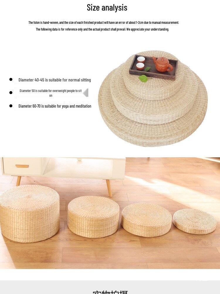 Zazen Meditation Tatami Cushion: Woven Straw Seat for Yoga, Tea Ceremony, and Buddha Worship.