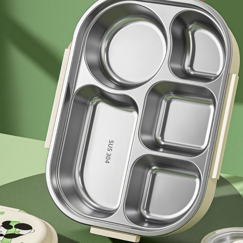 Stainless Steels Meal Preps Container Leak Proof Multiple Compartment Microwaveable Lunch Box For Travel Outdoor Use