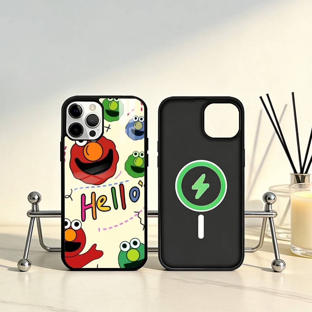 Sesame S-Street Cookie Elmo Phone Case For iPhone17,16,15,14,13,12,11 Plus,Pro Max Magnetic For Magsafe Wireless Charging