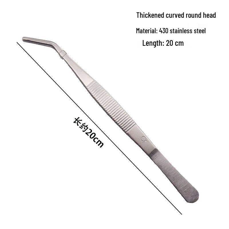 304 Stainless Steel Round Tip Tweezers with Teeth, Non-Slip, Ideal for Aquatic Plant Care and Gardening.