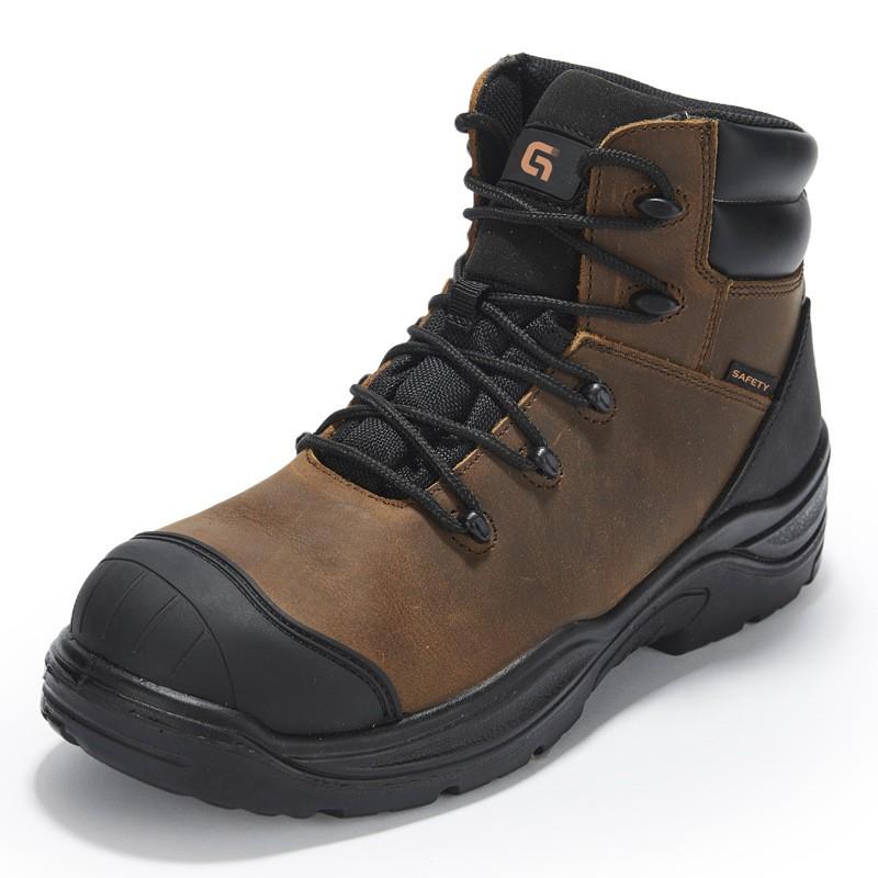 Mens Safety Work Boots Steel Toe Anti-Slip Waterproof Puncture Resistant High-Top Leather Industrial Shoes