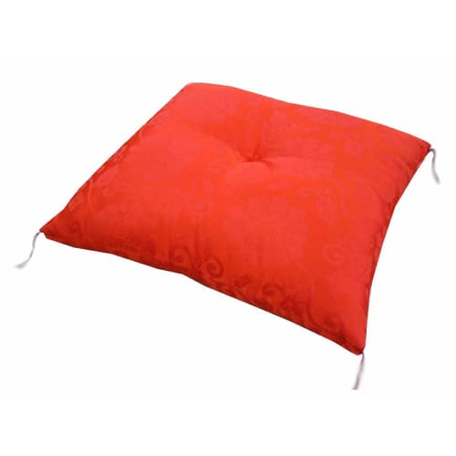 Every Bedding Factory Sanuki Zabuton (Covered Cushion) with Arabesque Design, Satin Cushion (63 x 68 cm), Red, Made in Japan, for Buddhist Altars
