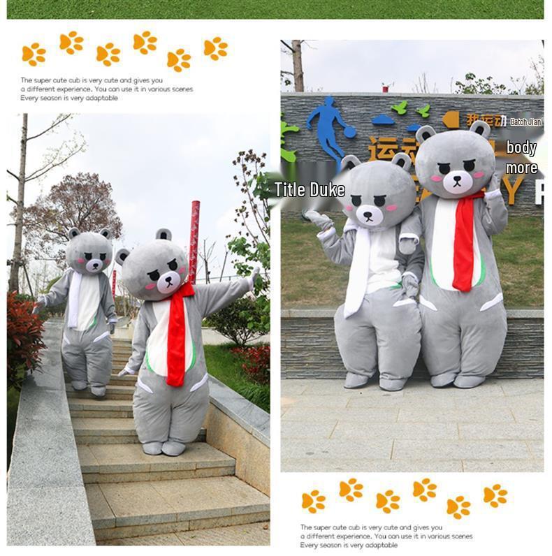TikTok Style Cartoon Bear Mascot Costume for Adults - Ideal for Promotional Events and Dance Performances
