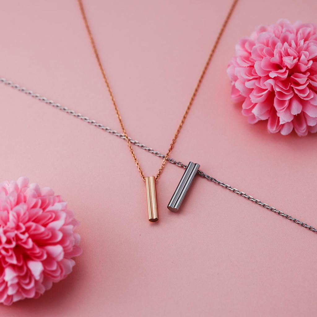 Pair Necklace Surgical Stainless Steel 316L Allergy Free Heart Pink Silver [White Clover] & 4SUP088GO&4SUP089SV