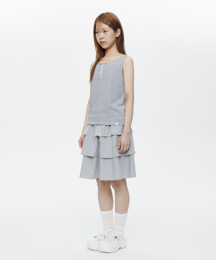 Ohesio Mixed Banding Shirring Skirt, Sky Blue