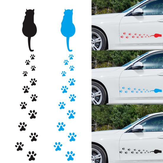 

Универсальная кошка котенок ходьба следы двери автомобиля ПВХ декоративная наклейка наклейка