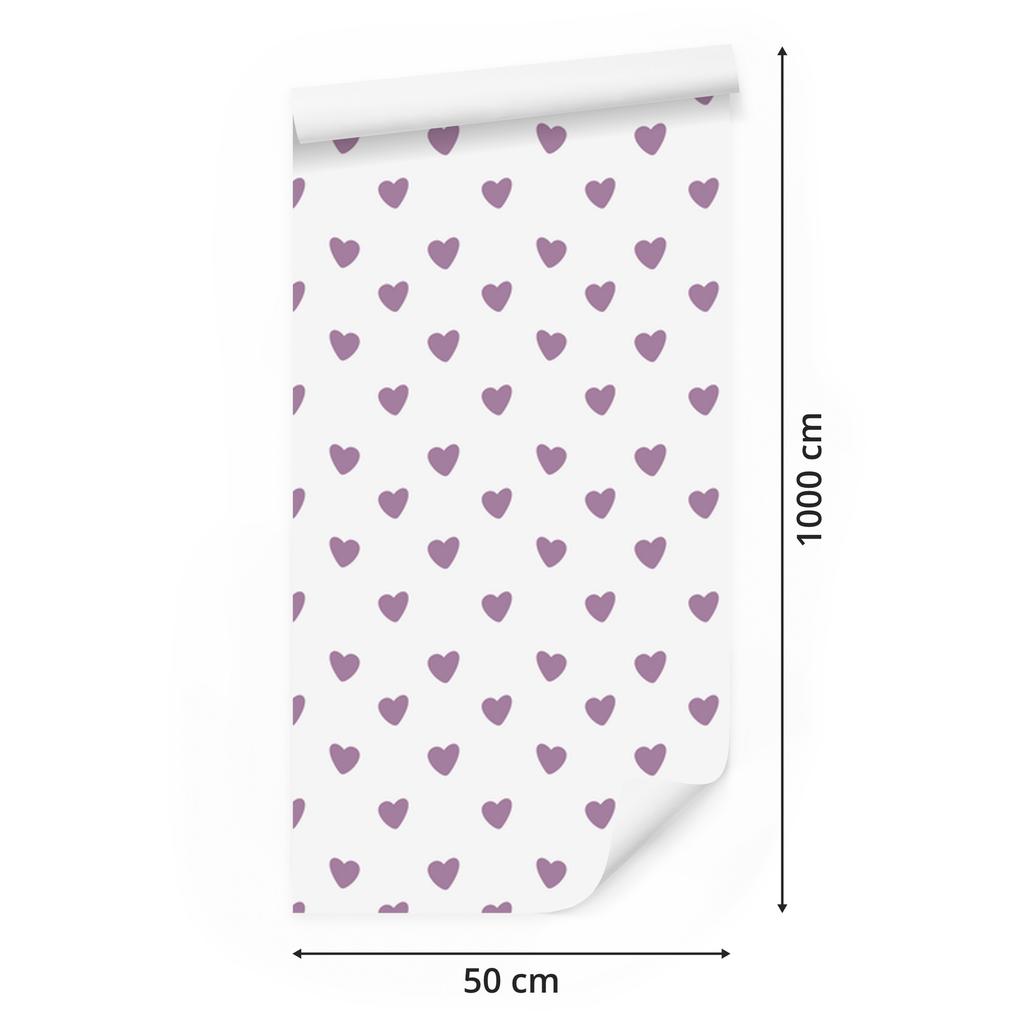 Heart Wallpaper White, Purple and Light Gray 50x1000