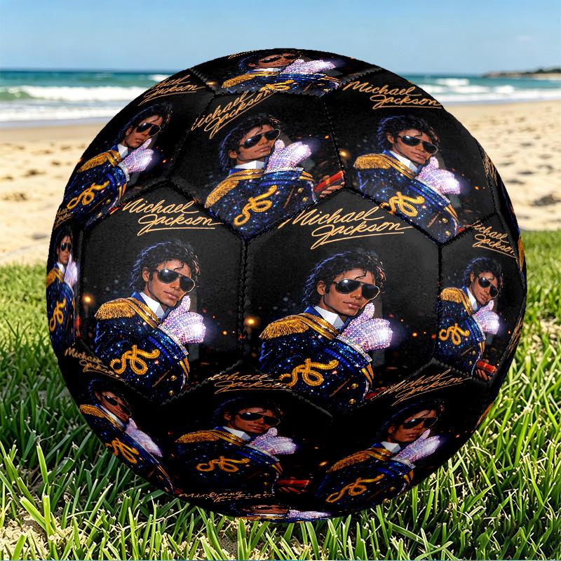 Michael Jackson Print Size 5 Soccer Ball, PU Wear Resistant Football for Match Training and Daily Practice, Birthday Gift for Soccer Fans