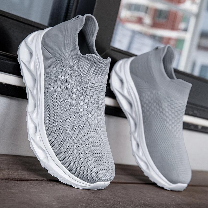 Flying socks shoes casual sports shoes one pedal foot cover lazy shoes large size men s mesh running shoes men 38