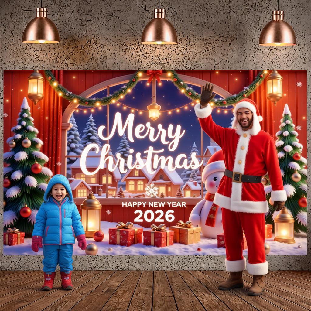 New Year Display Snowman Figure Yuletide Display Winter Holiday Background Festive Lights Happy New Year Display For Indoor New