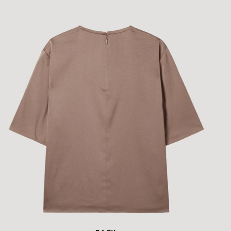 SHESMISS Satin Textured Round Neck Blouse Swwblp22070 Br