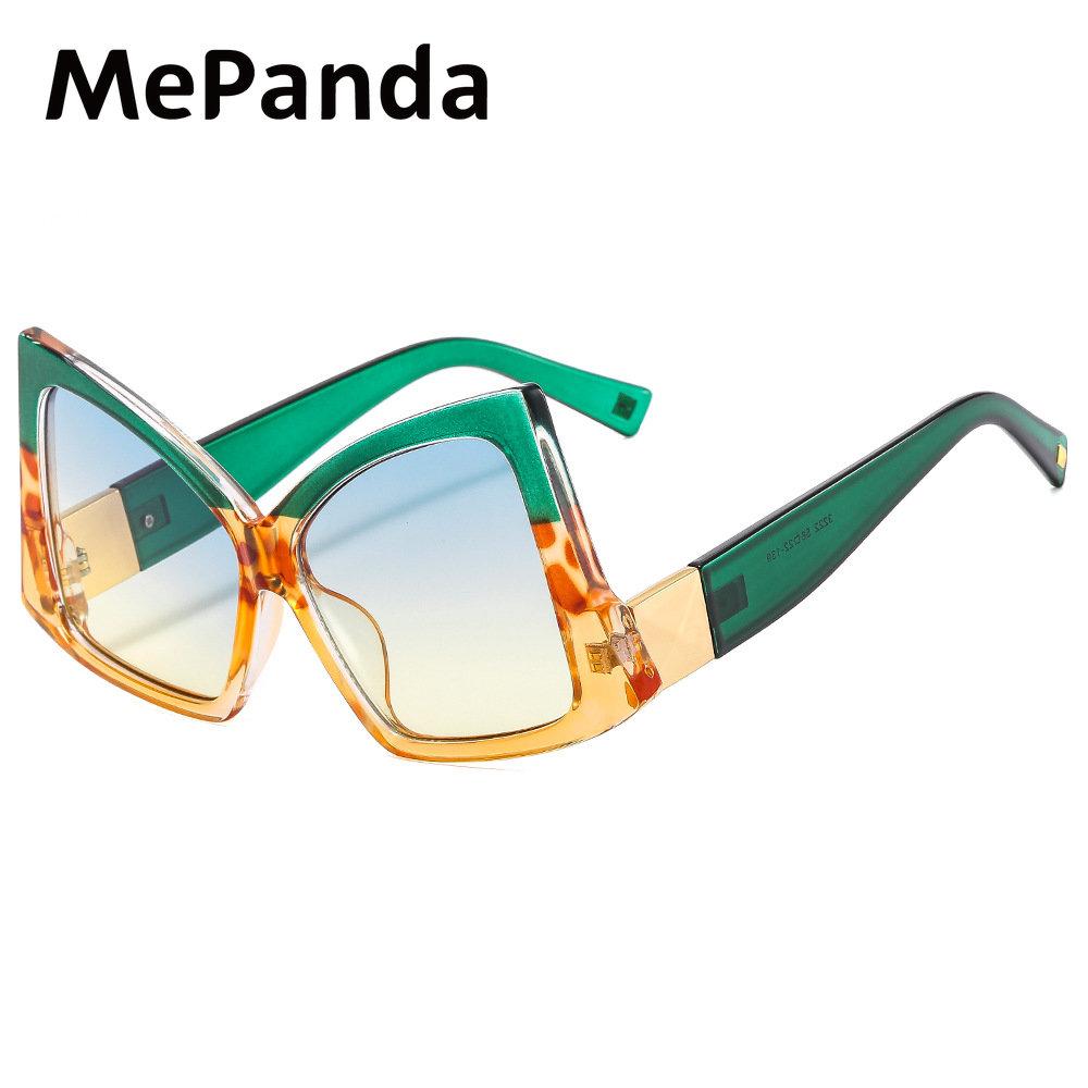 

Модные солнцезащитные очки MePanda унисекс с большой коробкой, нестандартной формы, UV400 жёлтый/зелёный