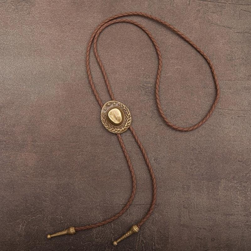 Bolo Tie for Men Star Hat Pendant Cowboy Bolo Ties Formal Shirt Accessory Vintage Bolo Tie Classical Country Necklace