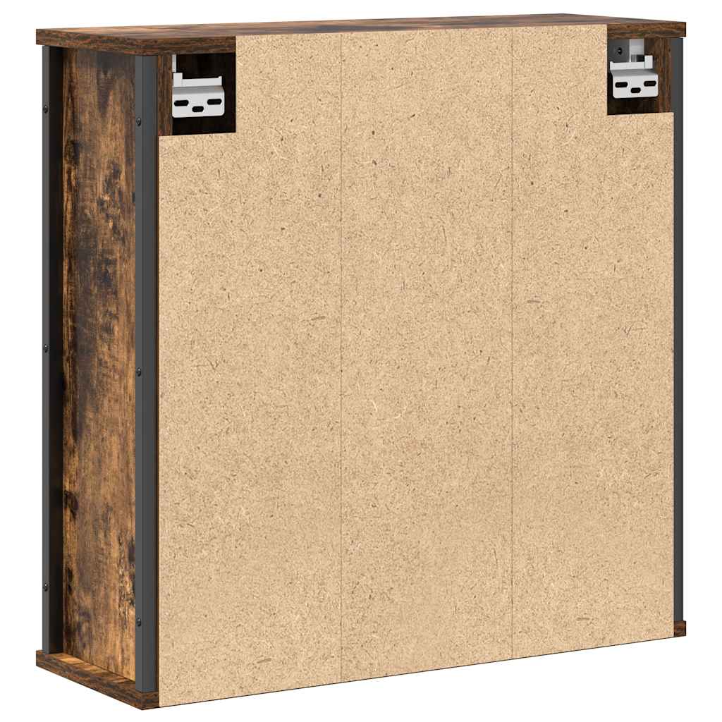 Bathroom Wall Cabinet with Mirror Smoked Oak Finish 60 X 21 X 60 Cm