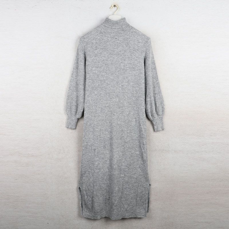 

Sunshine House Autumn and Winter New Arrival Export European and American plus Size Women s Clothes Turtleneck Long Dress Sweater Knitted Dress Gray S: Bust size 100-106