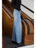 Yang Shulin Retro Snowflake Blue Jeans: Hong Kong Style Loose Slimming Flare Pants for Spring and Autumn.