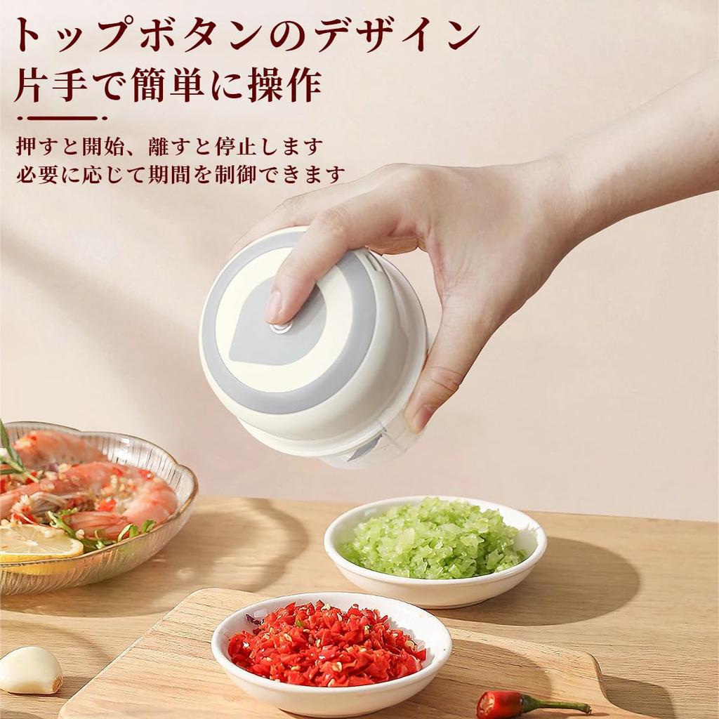 AnT Electric Food Chopper, Rechargeable Mini Food Processor, One-Touch Start, Type-C Charging, High-Capacity Battery, 3 Blades, Sharp Blades, for Garl