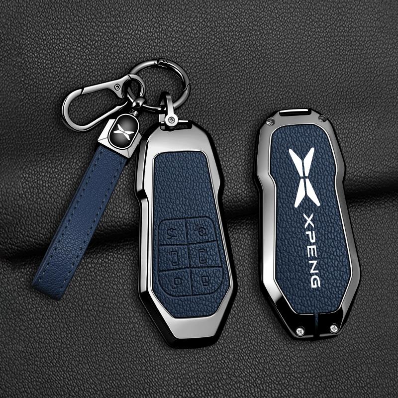 Estojo de Couro e Liga de Zinco para Chave de Carro Xpeng X9 - Chaveiro Acessórios para Chave de Carro Xpeng X9 Pro Max