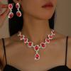 2026 Fashion Versatile Jewelry European and American High-end Rhinestone Jewelry Set Necklace Earrings Niche Retro Clavicle Chain