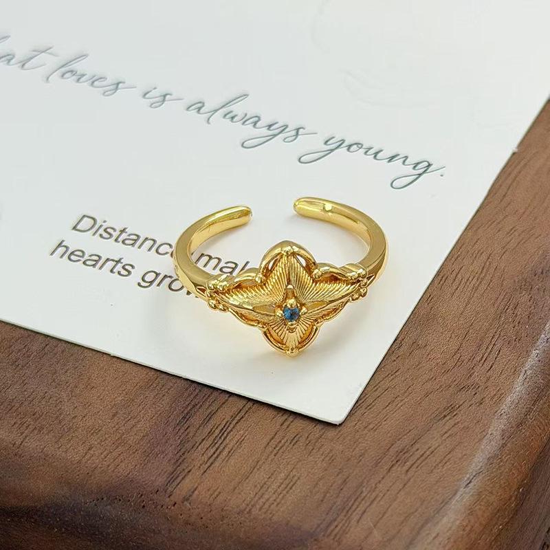 Flowers Like Brocade Medieval Vintage Court Style Light Luxury Temperament Zir*****Pen Ring Niche Design Ring