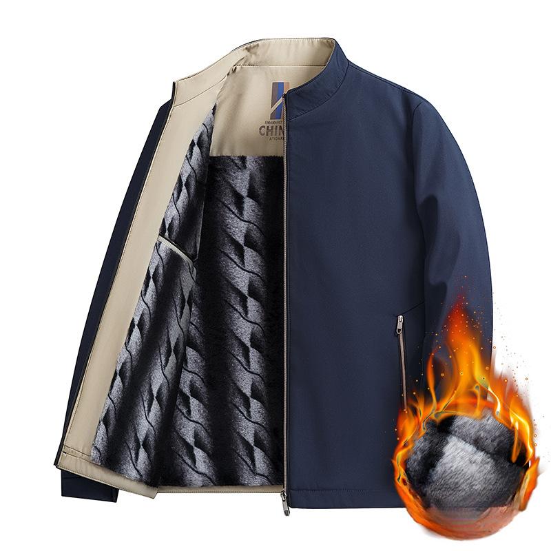 

Новая осенне-зимняя одежда из хлопка для мужчин, хлопок и утеплитель, деловая повседневная одежда для пап среднего возраста, воротник-стойка и бархатный пиджак. 4XL