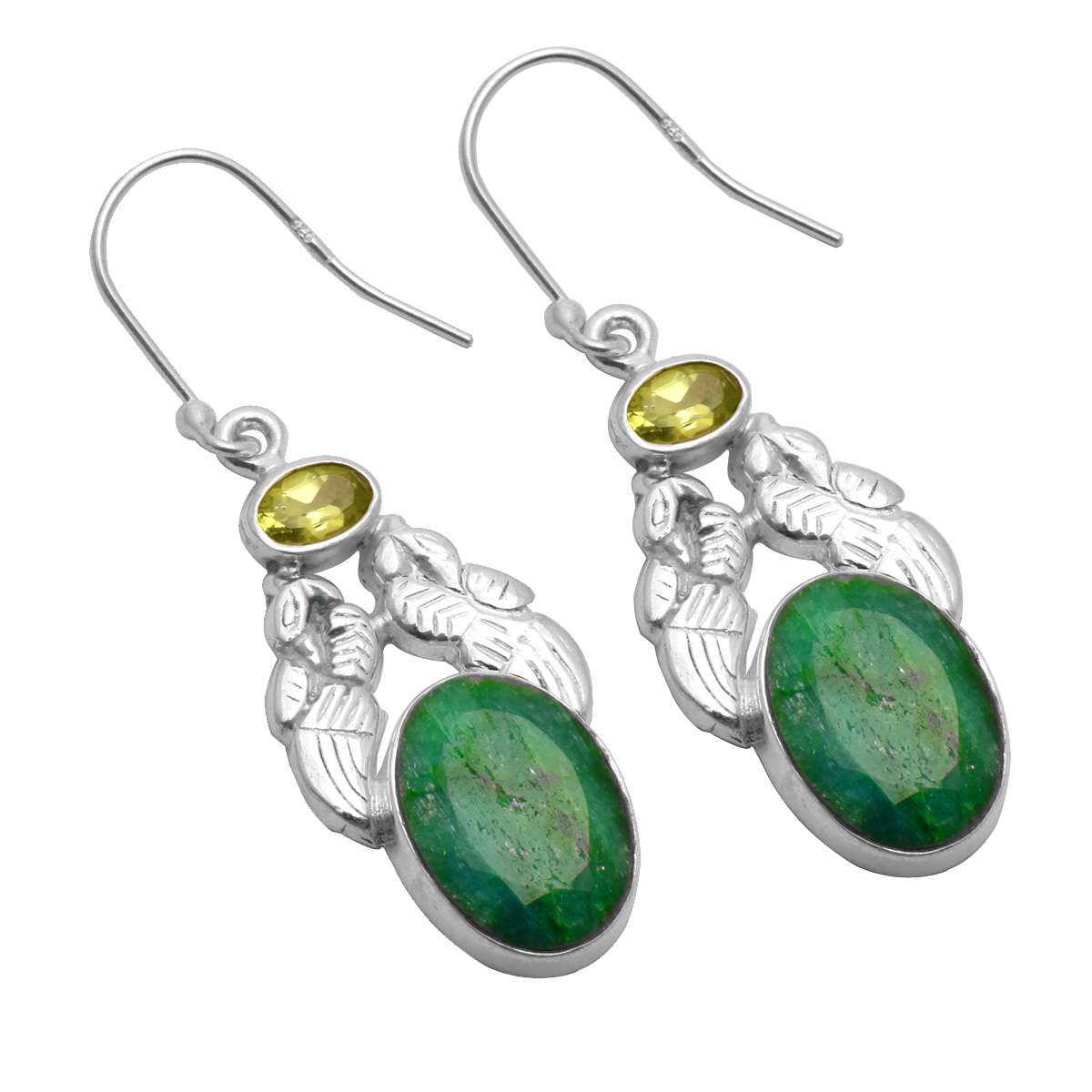 

Emerald Citrine Gemstone Earrings Solid 925 Sterling Silver Handmade Earrings Jewelry Gift For Women And Girls E-3696