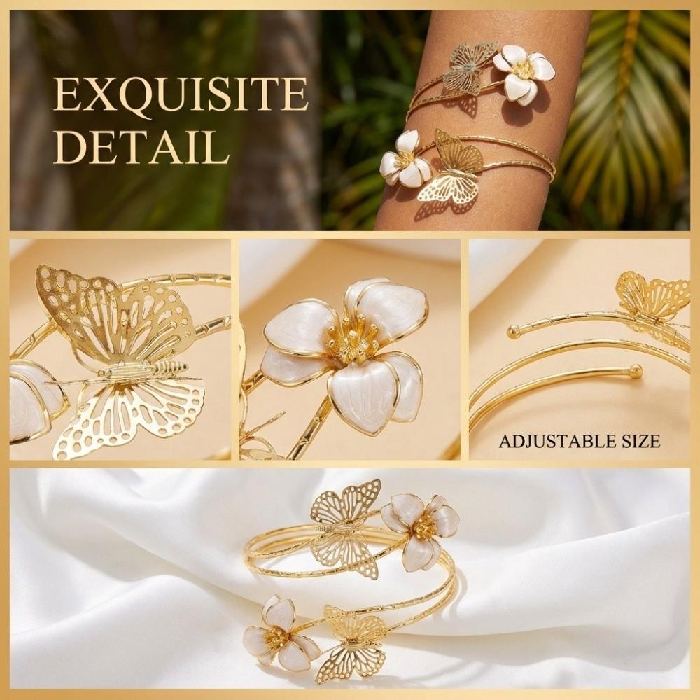 Emaille-Glasur Blumenarmband Tropföl Schmetterlingsarmband Exquisites Offenes Armreif Armzubehör