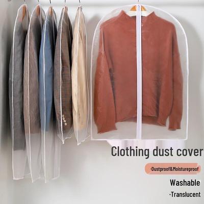 Thickened Transparent PEVA Dustproof Garment Bag for Suits – Washable Hanging Clothes Cover