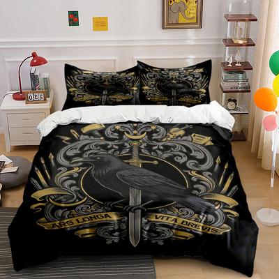 Raven, Sword, Scroll Design. Bedding Sets Duvet Cover Sets Duvet Covers Pillowcases(1 * Duvet Cover 2 * Pillowcases, Without Duvet Insert)