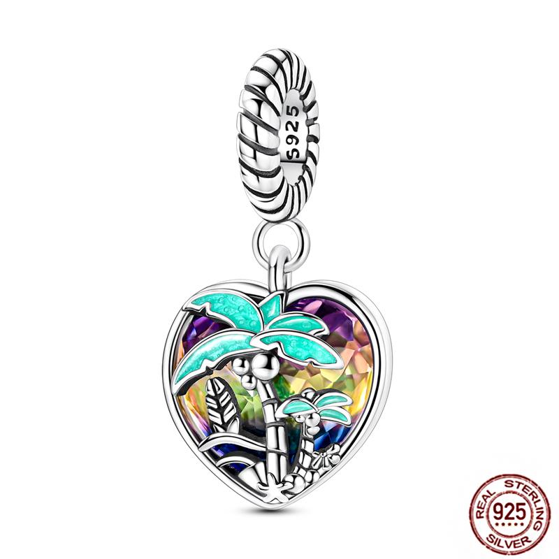 Copper Loveheart Charms Beads Cute Cat Panda Poker Phone Charm Pendant Fit Original Bracelet Diy Jewelry Women Gift