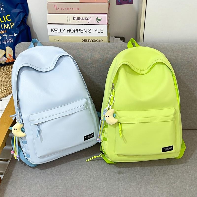 Women Lightweight Waterproof Backpack Solid Color Student Schoolbag