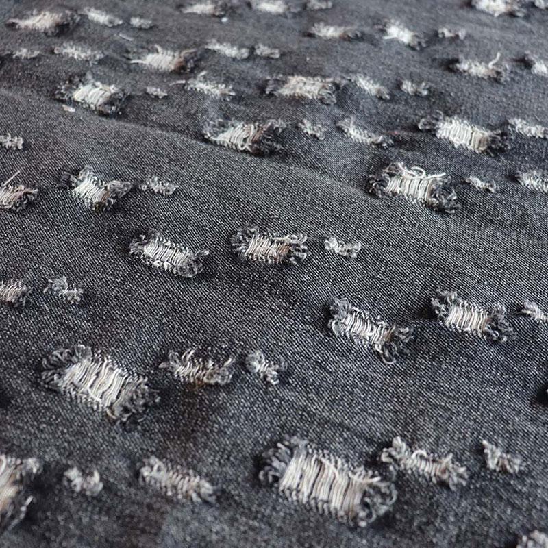 

Винтажная синяя джинсовая ткань с прорезанными отверстиями для пошива брюк, курток, блейзеров, модная джинсовая ткань, материал для пошива одежды своими руками 100X150cm