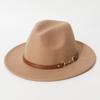 Fashionable spring and summer new wool felt hat with flat brim and wide brim, British retro jazz hat, black wool western cowboy hat