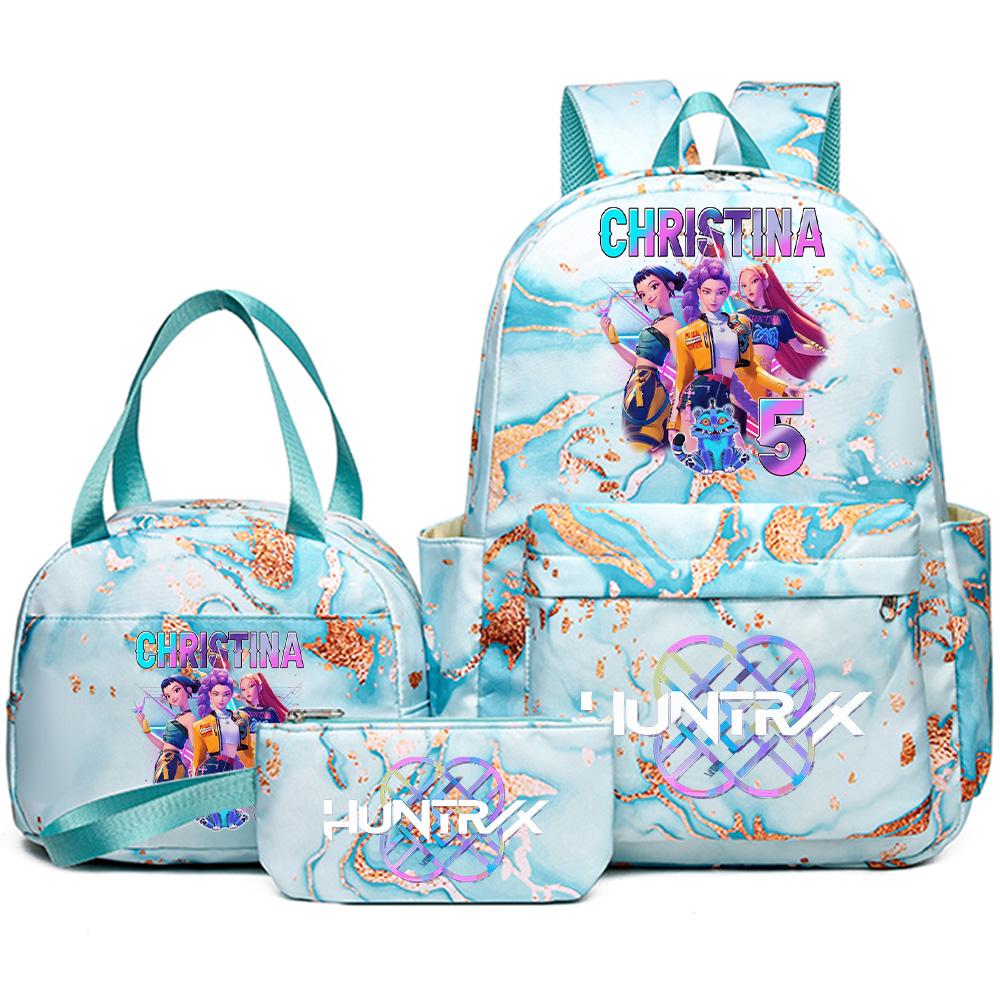 3Pcs/set Anime K-Pop Demon Hunters Printed Backpack Handbag Pencil Case for Teenager Student Bookbag Schoolbag Women Large Capacity Waterproof Bag