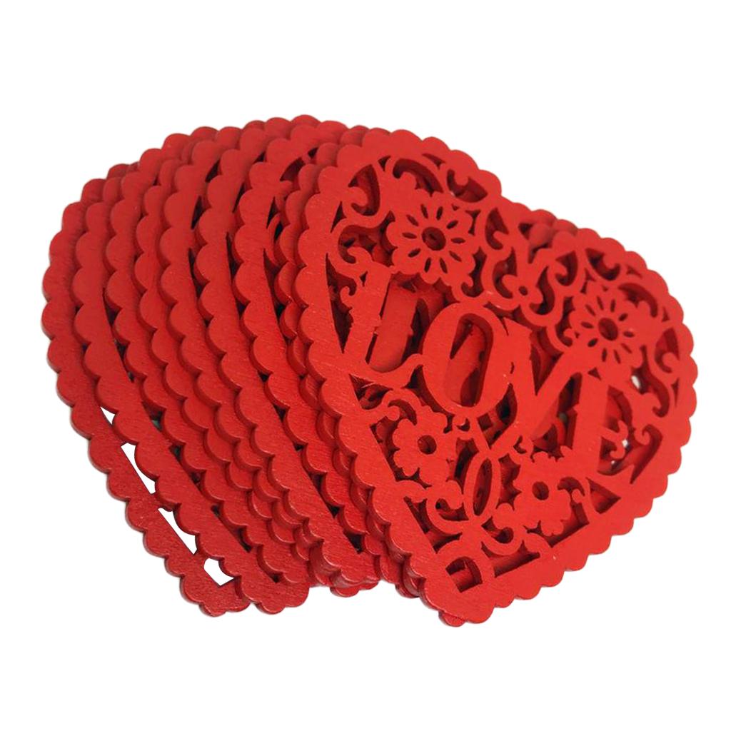 Wedding Wooden Hanging Hearts Red DIY Embellishment Slices Party Decoration Accessories for Room