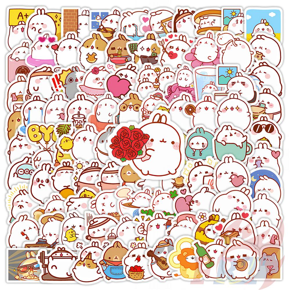135Pcs/Set Molang Mini Diary Manual Stickers DIY Scrapbooks Album Decor Decals Stickers