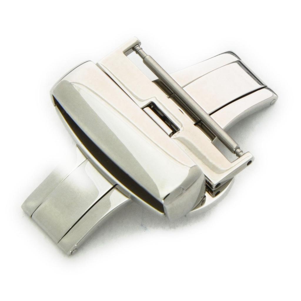 CASSIS Watch Strap with D-Buckle (PBF D-BUCKLE) - Mirror Finish, 24mm, Silver, with Replacement Tool (CASSM024)