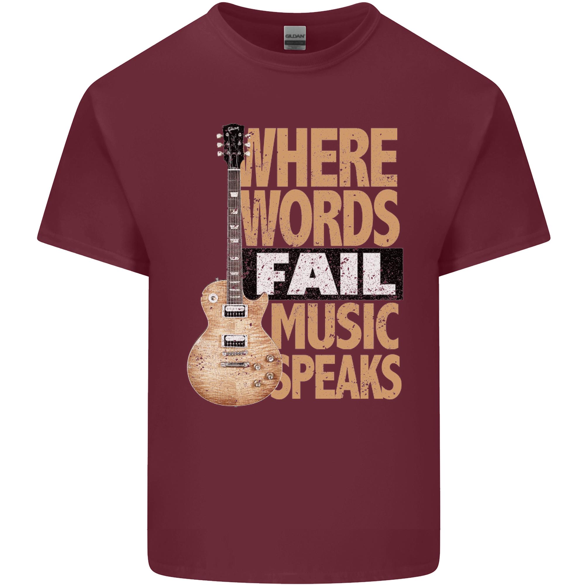Guitar Words Fail Music Speaks Guitarist Unisexs Light Cotton TShirt S