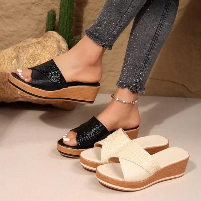 Fashion Women Sandals Hemp Wedge Heels Sandalias Mujer Platform Sandals Summer Wedges Shoes for Women Summer Footwear Women Slippers