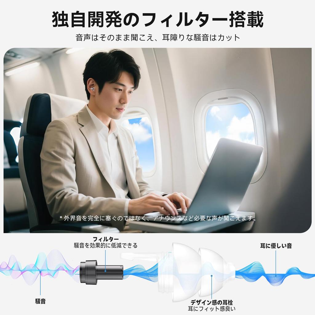Quietide Airplane Pressure Hearing Loss Earplugs for Carrying Case Japanese Instructions Q19 Black and Black Earplugs, Adjustment, Prevention,