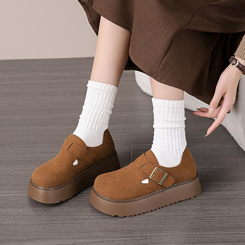 

Модные ретро-туфли с круглым носком и глубоким ртом, женские туфли-лодочки 2024 года, новые весенние туфли на платформе без застежек Bao Head для женщин 40