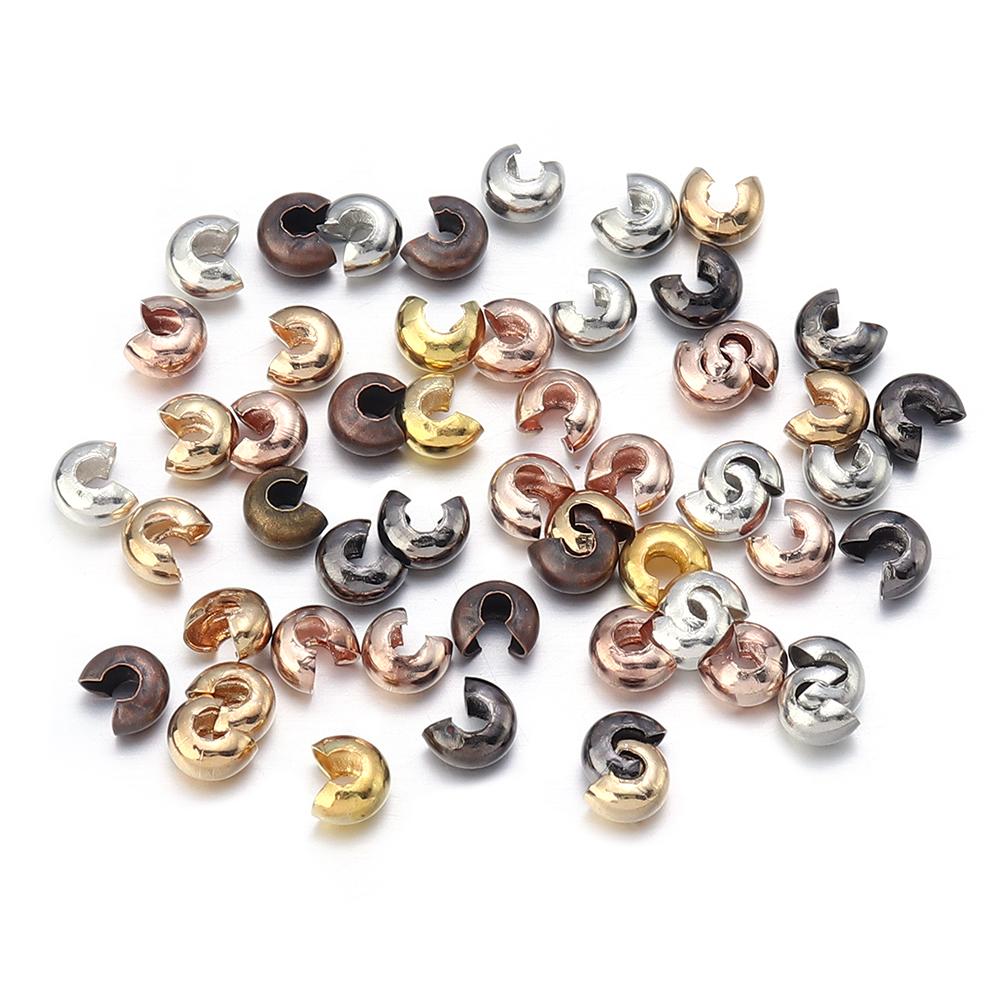 100Pcs Copper Open Covers Crimp End Beads Gold Color Stopper Spacer Beads For DIY Jewelry Making Findings Supplies Wholesale